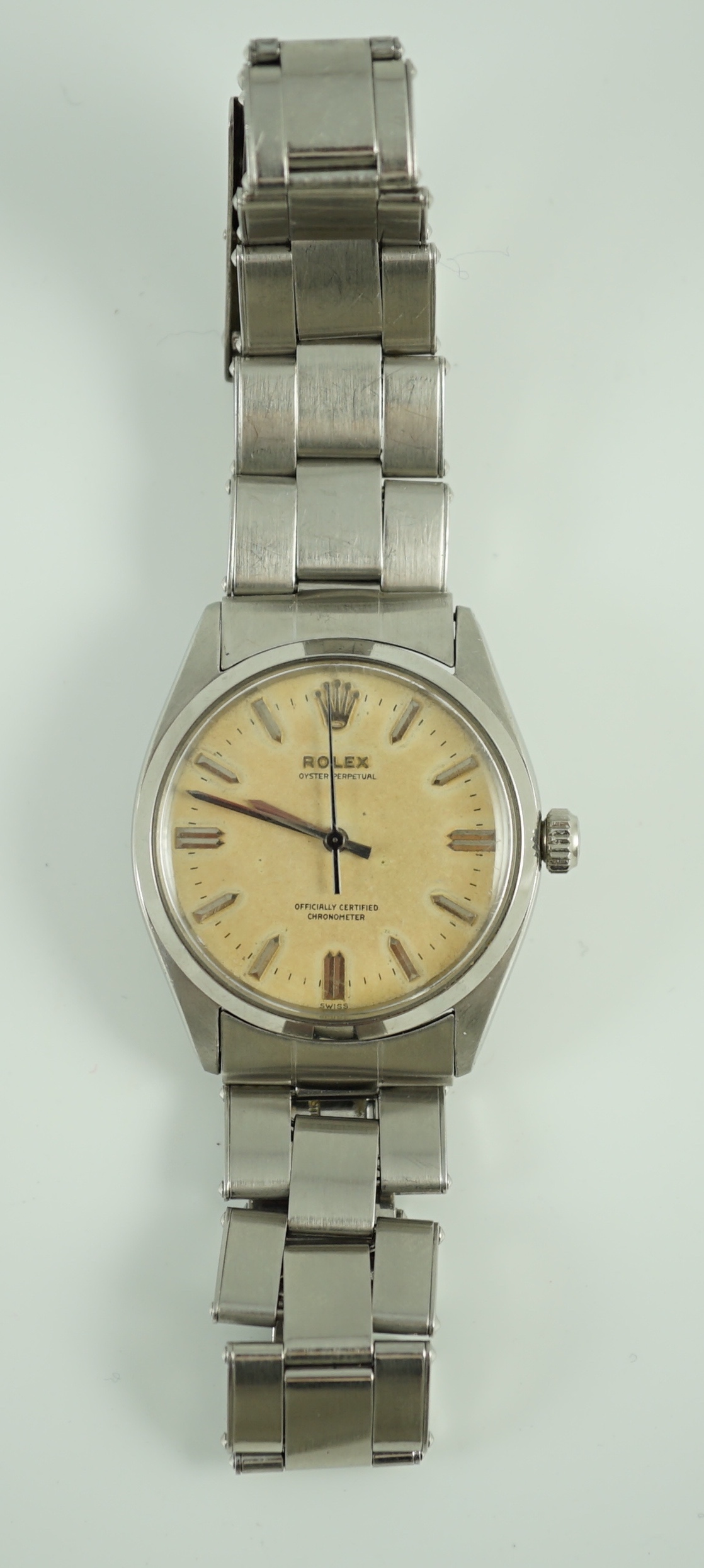 A gentleman's 1950's stainless steel Rolex Oyster Perpetual wrist watch
